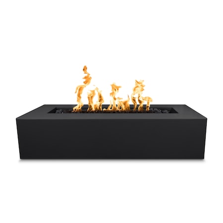 The Outdoor Plus 48 Rectangular Regal Fire Pit, Powder Coated Metal, Black, Play Electronic Ignition, Liquid Propane OPT-RGLPC48EKIT-BLK-LP
